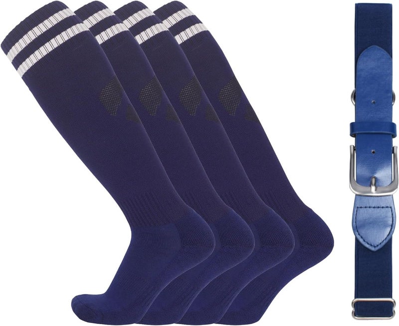 EDCYF Kids Baseball or Softball Socks and Belt Combo Set Softball Knee Socks High Tube Soccer Socks for Youth Boys Girls - Image 1